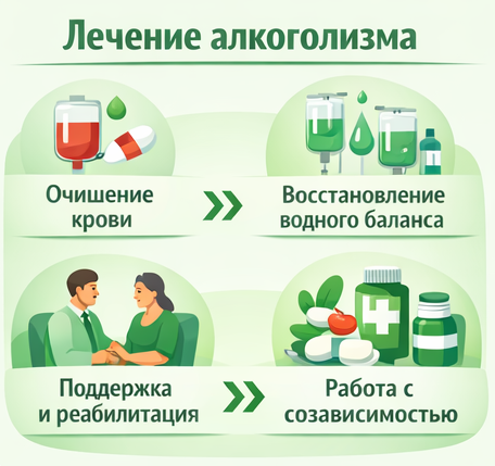 лечение алкоголизма в Ожерелье этапы
